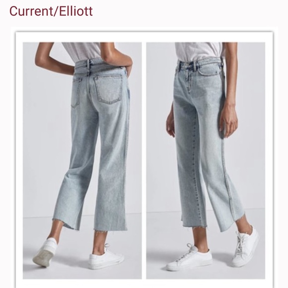 Current/Elliott Denim - Current/Elliott The Femme Trettin Cut Cropped Bell Wide Leg Jean